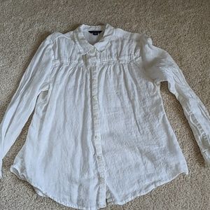 Lands end linen white top